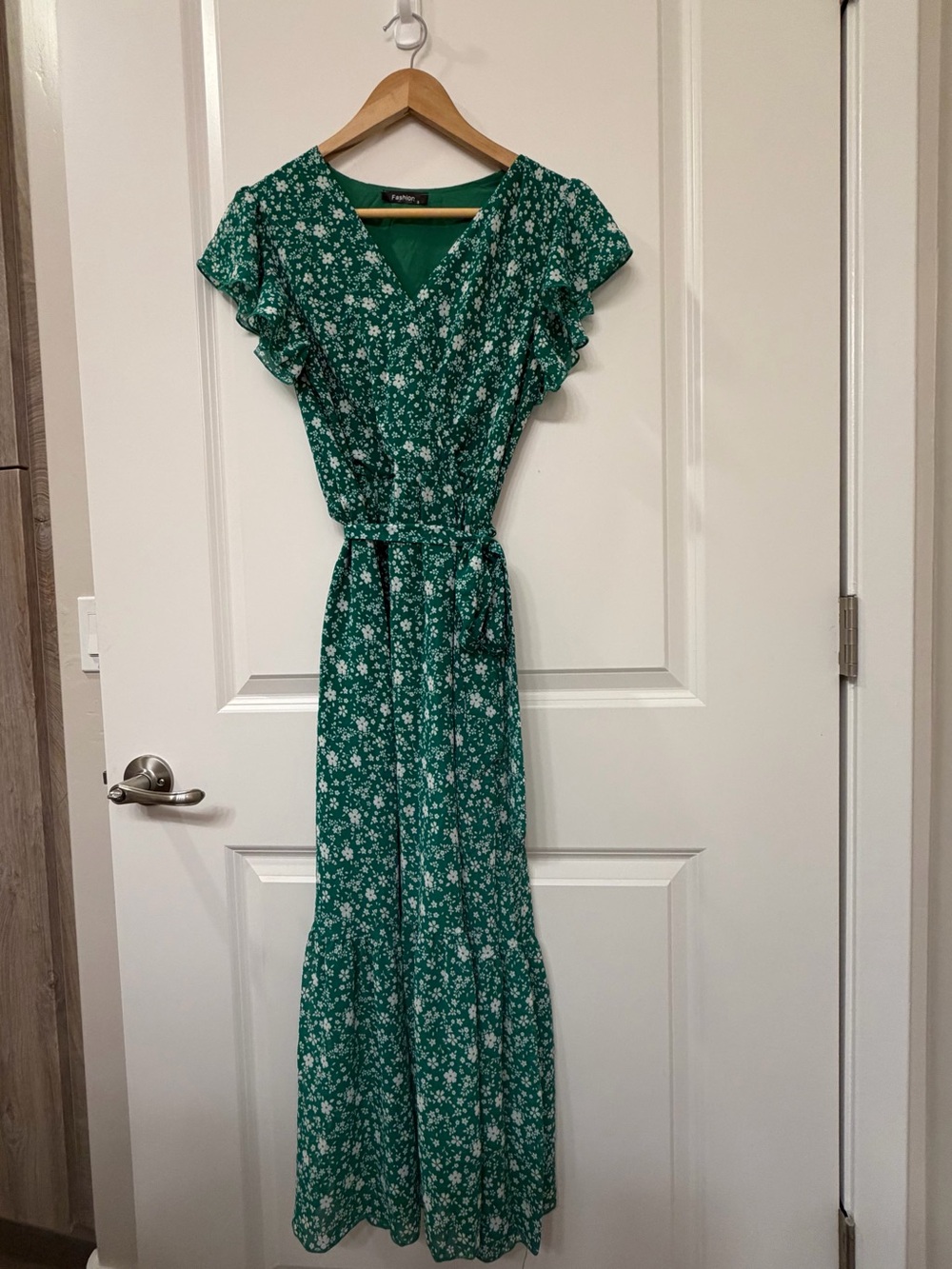 Wrap Dress Green Floral Maxi Dress